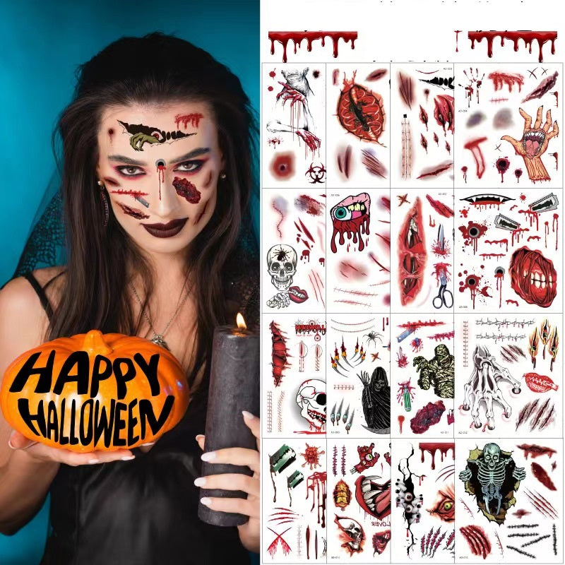 Halloween skräck fest tatuering klistermärken