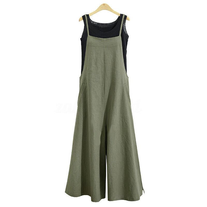 Sommar damer Casual Loose Solid Tank Jumpsuit