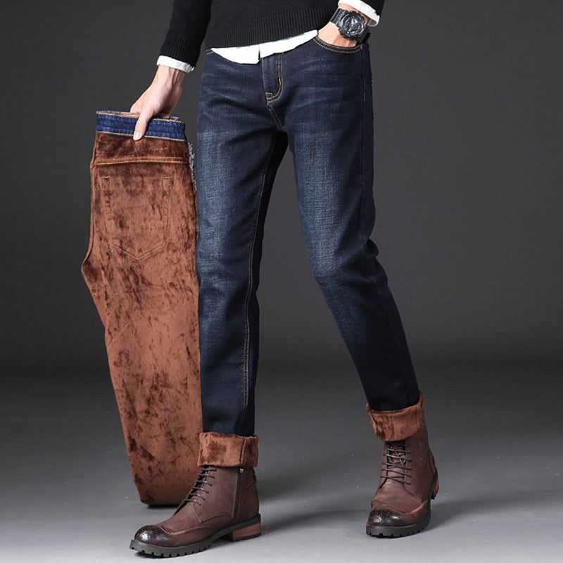 Male Loose Stretchy Denim Straight Pants