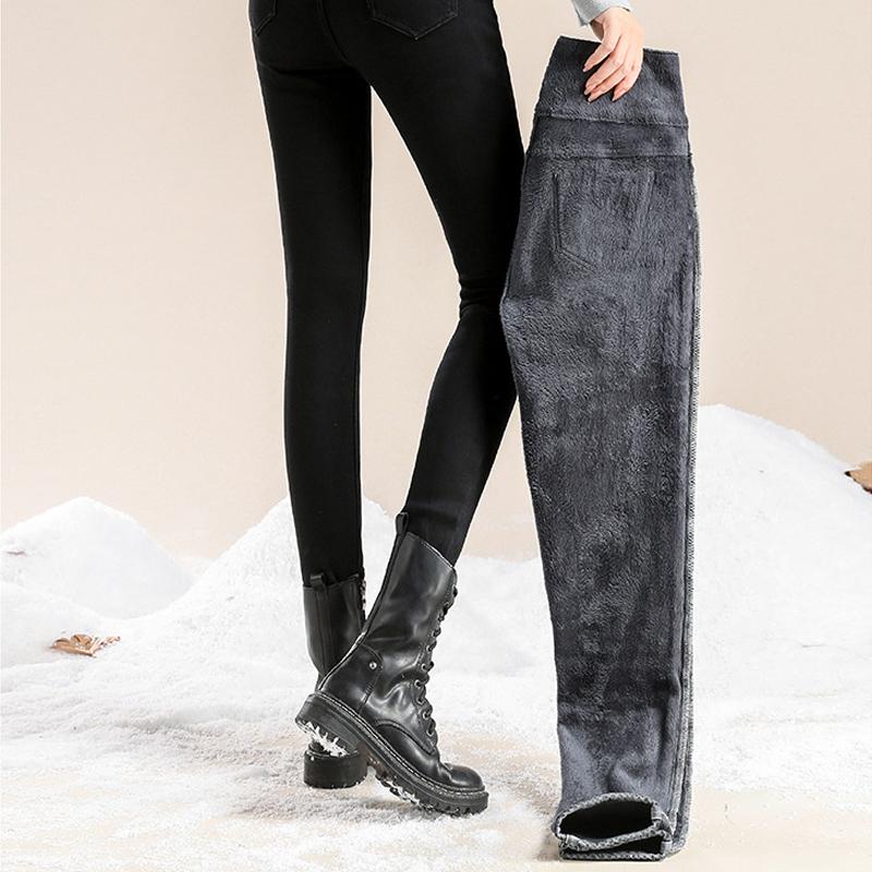 Fleece Jeans med Hög Stretch