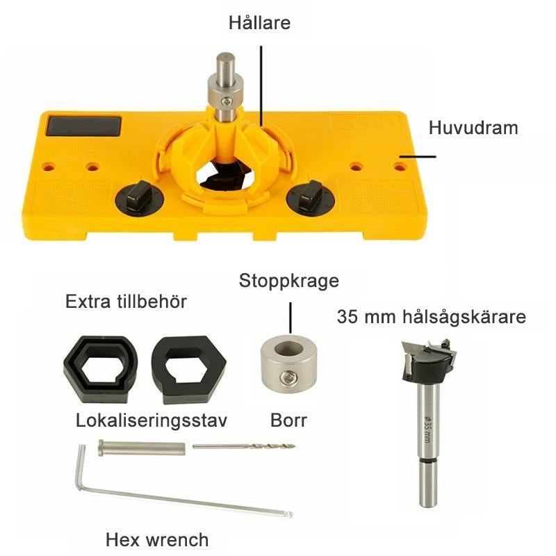 Träbearbetning 35 mm gångjärnshål jig guide