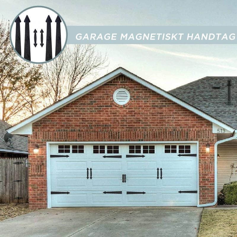 Dekorativt magnetiskt handtag och gångjärn för garageport