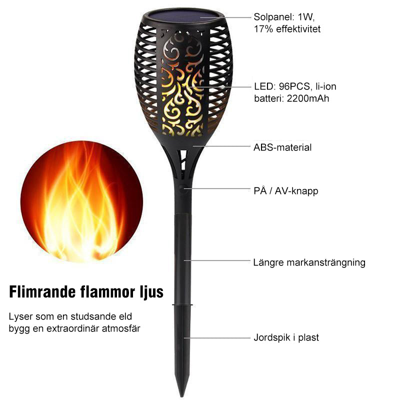 LED Solcellsdriven Lampa med flammande ljuslågor（👉👉Köp 2, -10%）