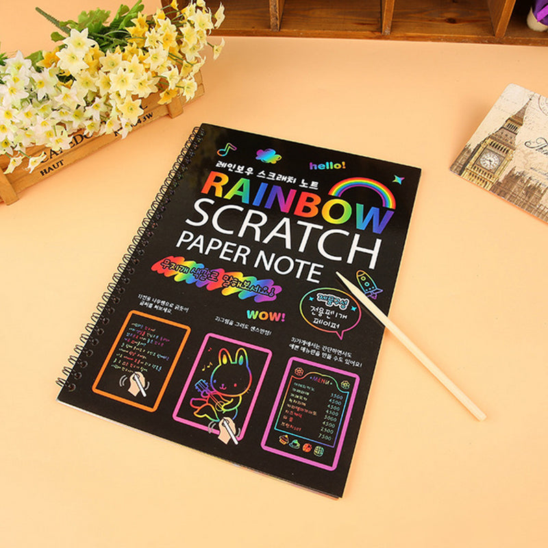 Anteckningsbok med Rainbow Scratch Art