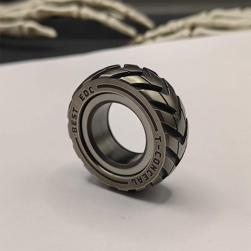 Dubbelfunktion rostfritt stål Motorcykeldäck Fidget Ring