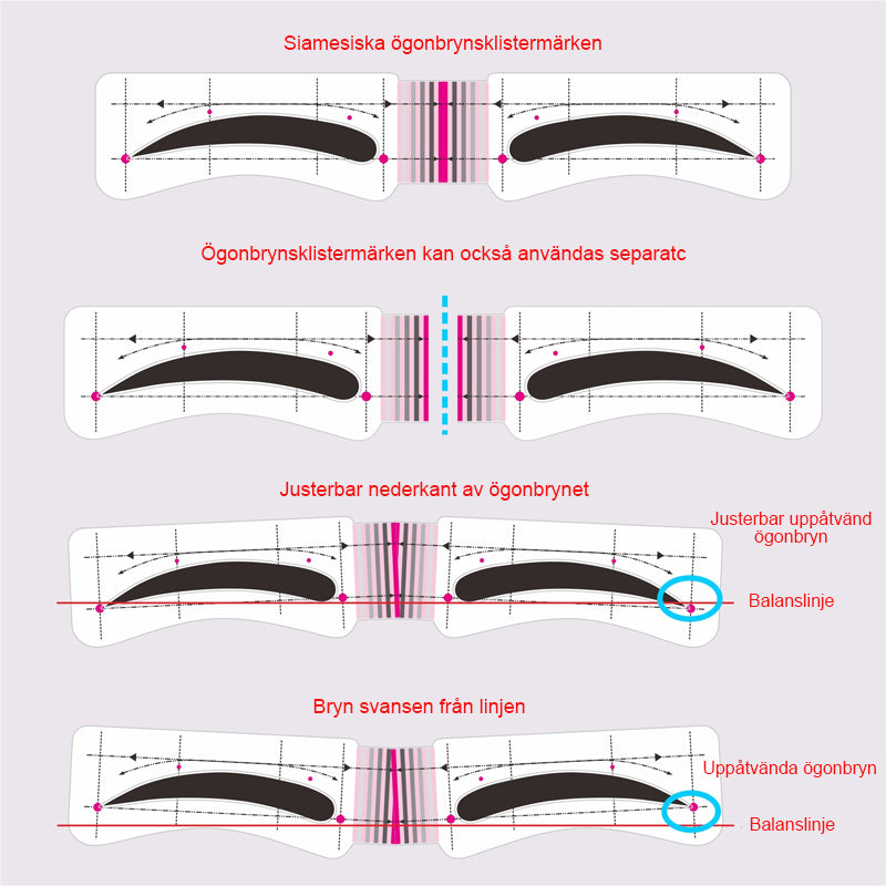 Ögonbryn stencil klistermärken 12 styling