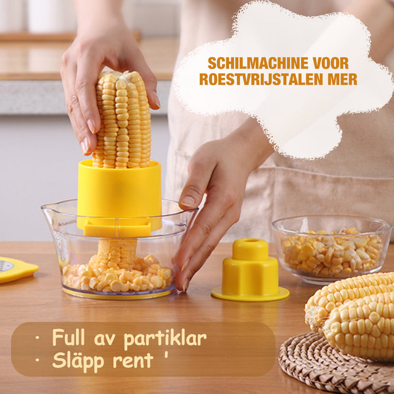 Cob Corn Stripper med Inbyggd Mätkopp och Rivjärn