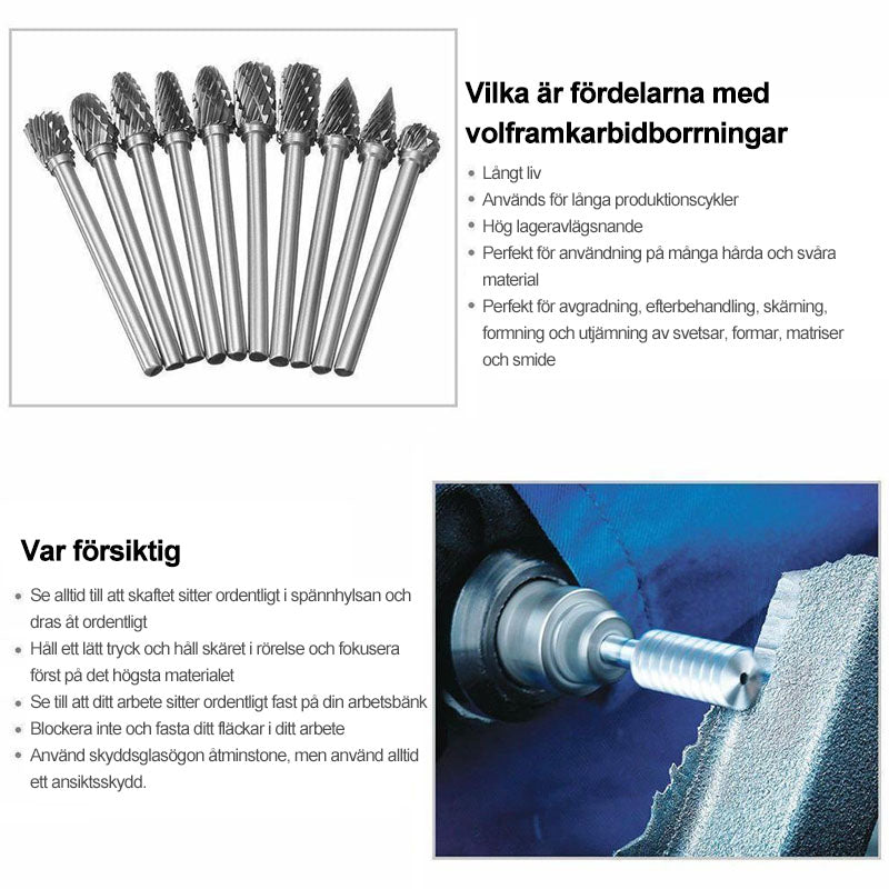 Slipstiftsats Volfram-stål (10 st)