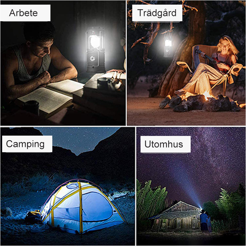Utomhus LED-campingbelysning med fläkt