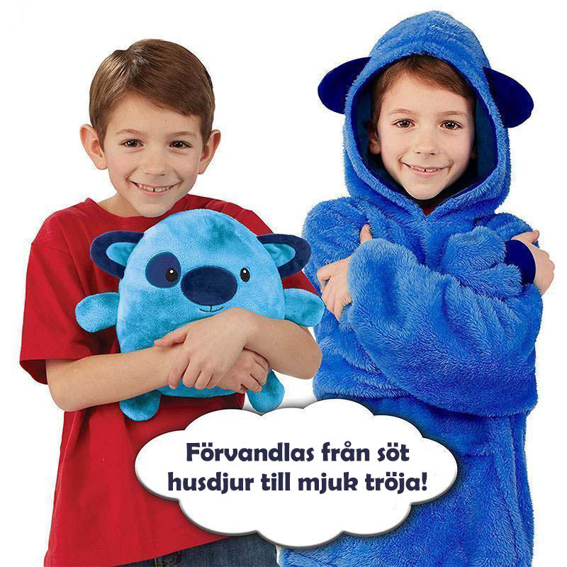 Filt Hoodie & Gosedjur för Barn (2 i 1)