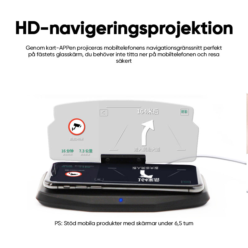 HUD Navigationsprojektor Med Trådlös Laddning