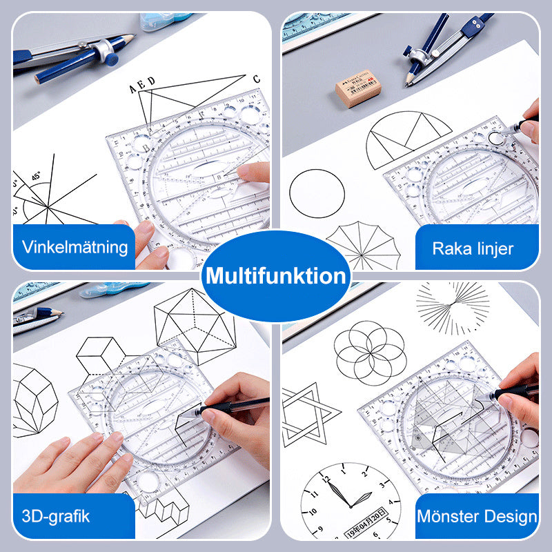 Multifunktionell Cirkel Ritning Linjal