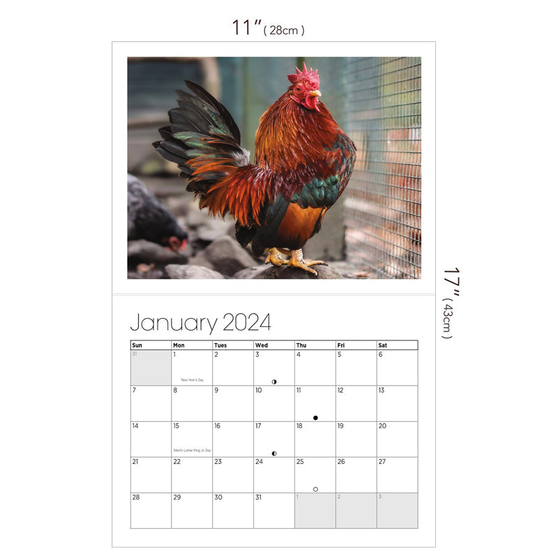 Big Cocks 2024 Väggkalender - En elegant samling av tuppfoton