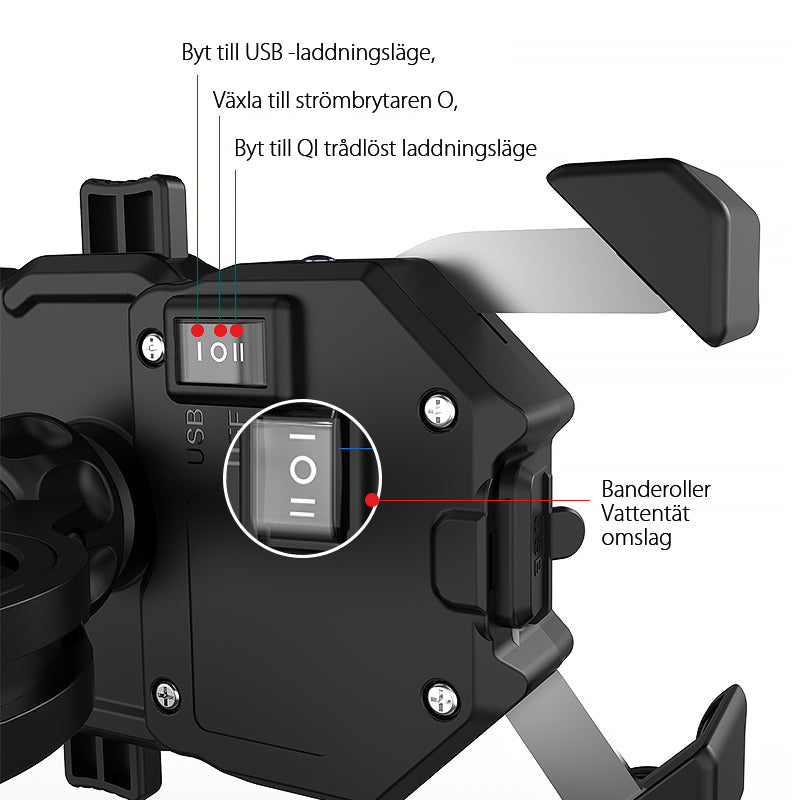 Trådlös laddare för mobiltelefoner för motorcykel