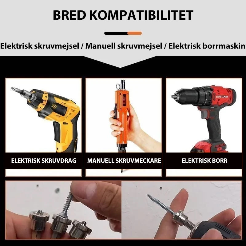 Magnetiska positionerande skruvmejselbitar (5 st)