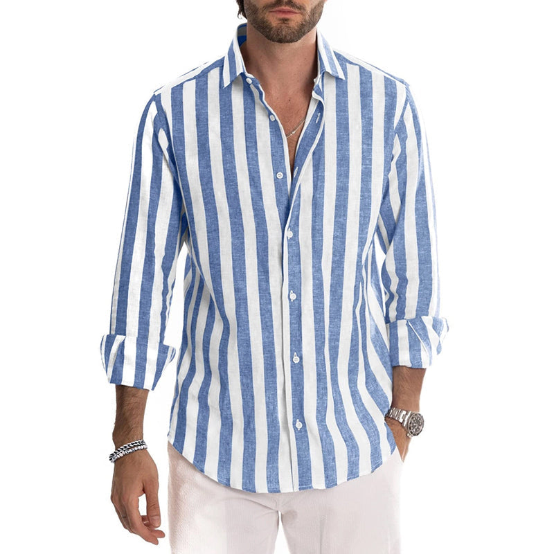 Långärmade skjortor i bomullslinne för män