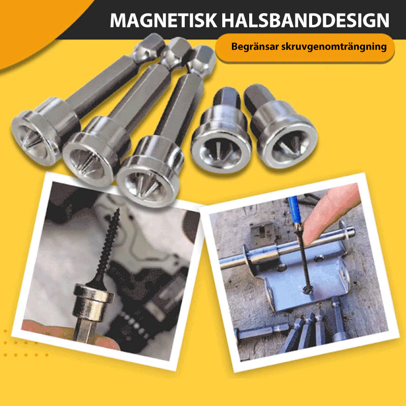 Magnetiska positionerande skruvmejselbitar (5 st)