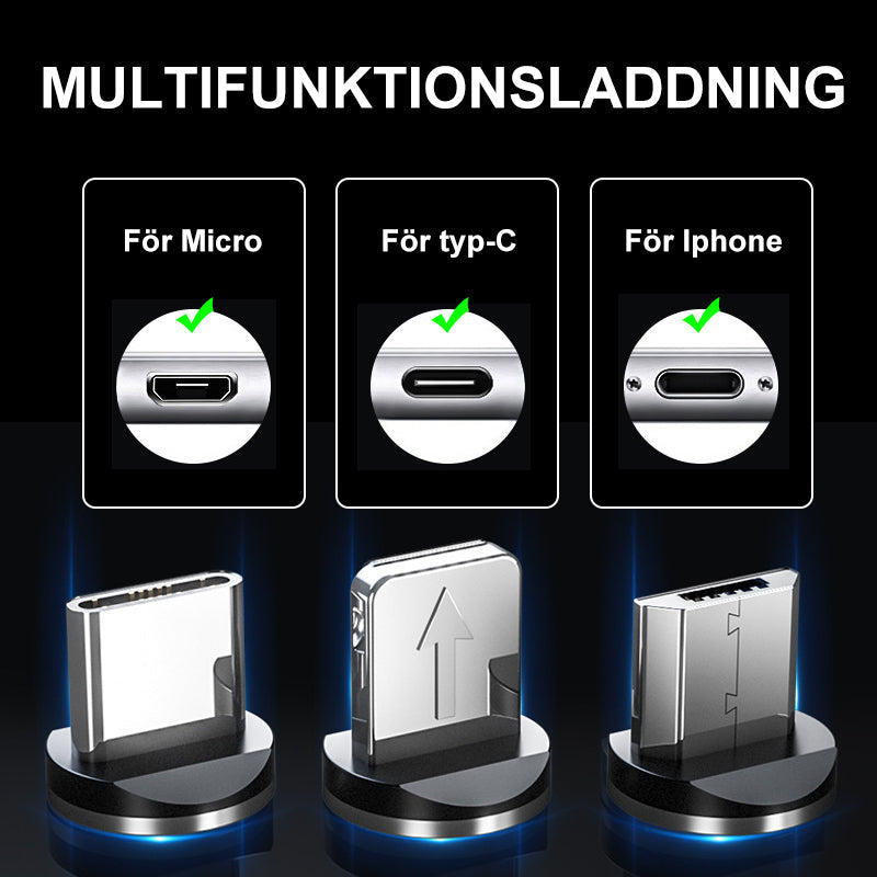 LED-magnetisk 3 i 1 USB-laddningskabel