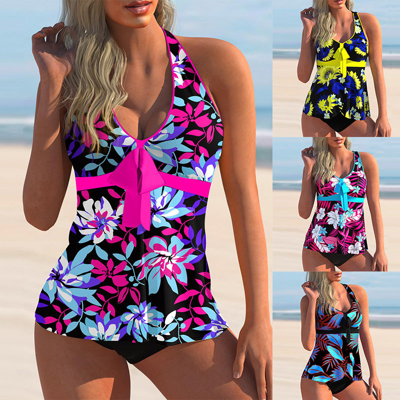 Halter tankini set med blommönster