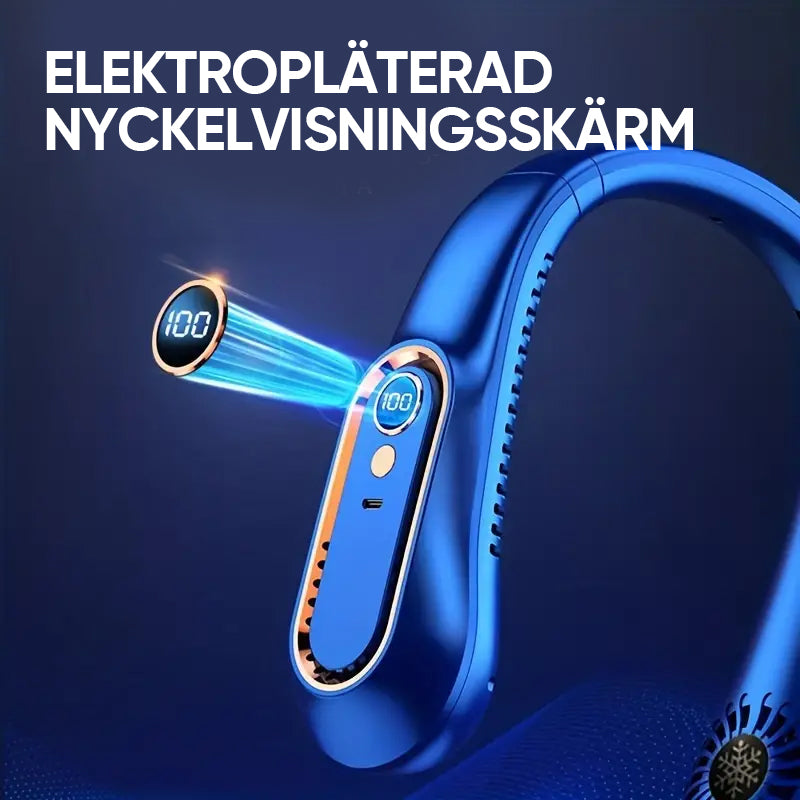 Halsfläkt USB-uppladdningsbar kylfläkt med 5 justerbara hastigheter.