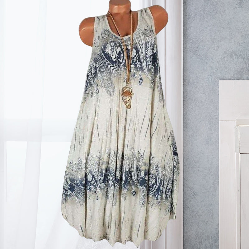 Summer Beach Bohemia Print Sleeveless Dress