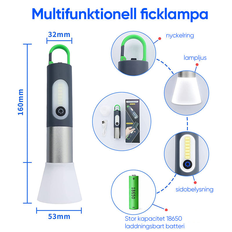 LED-uppladdningsbara ficklampa