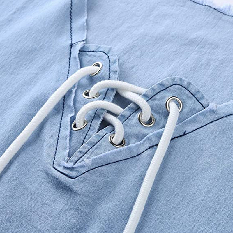 Jeansskjortor för män med spets-tofsstretch