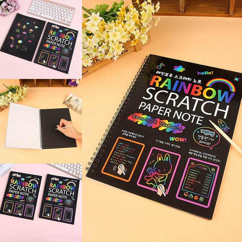 Anteckningsbok med Rainbow Scratch Art