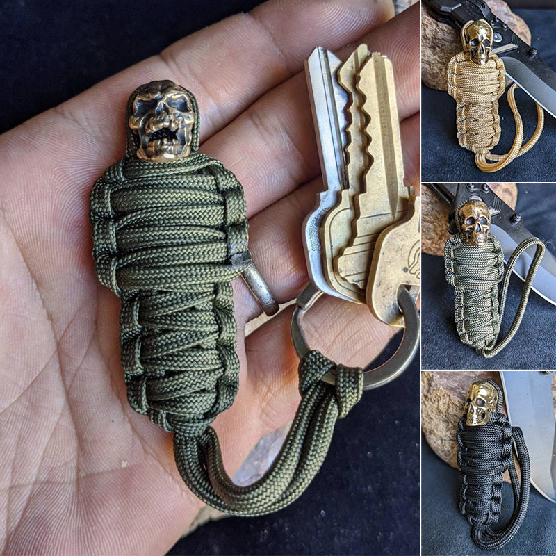 Paracord Nyckelring Mumie Mässingsskalle