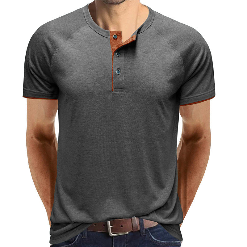 Henley krage sommar T-shirt för män