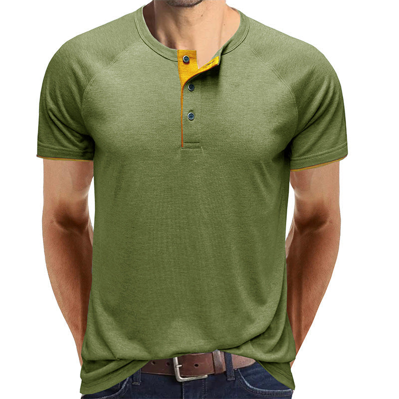 Henley krage sommar T-shirt för män