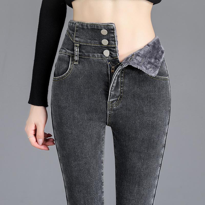 Fleece Jeans med Hög Stretch